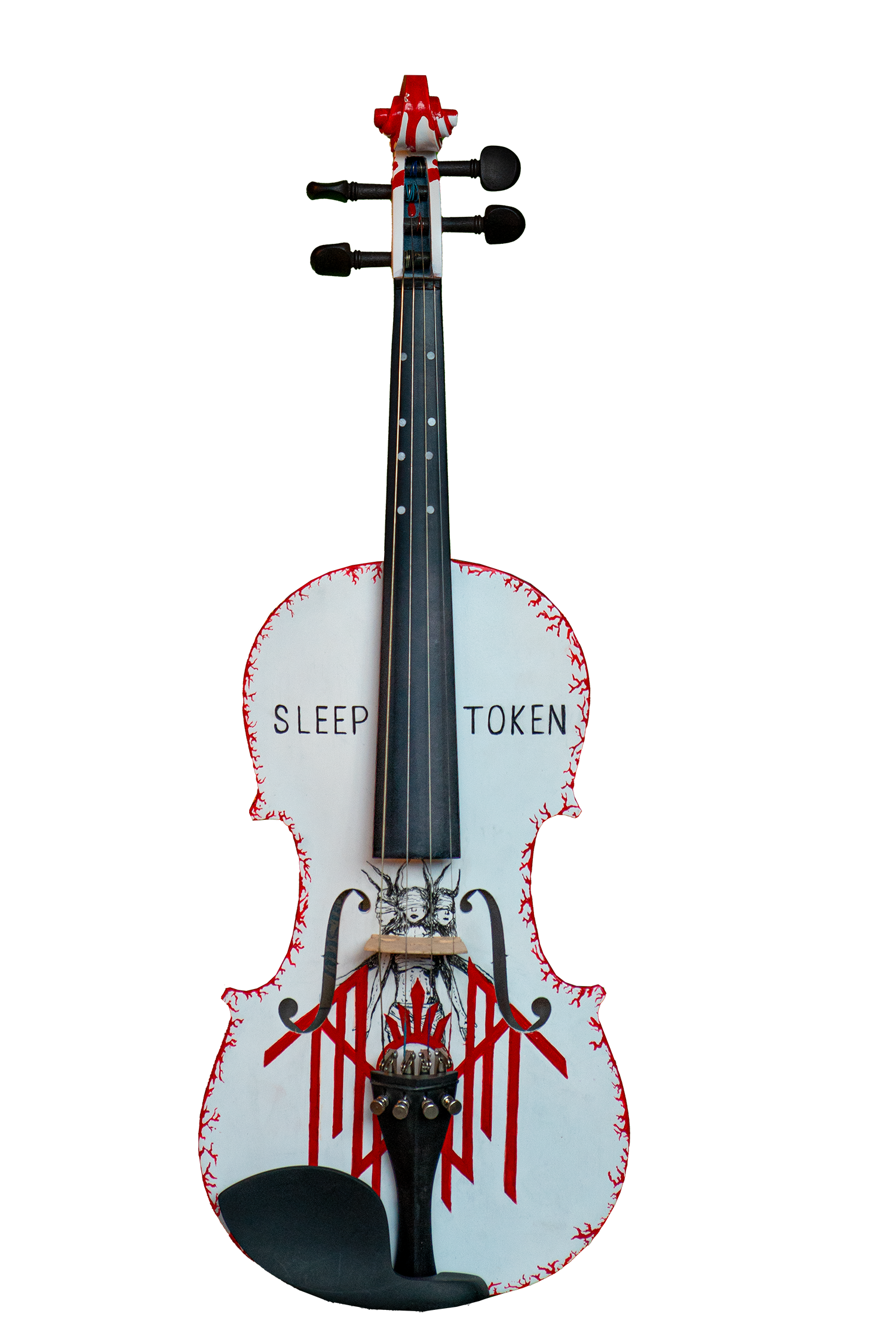 Sleep Token inspired custom violin with dark aesthetic and hand-painted details